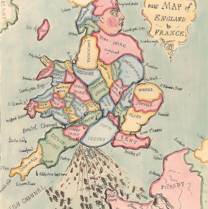 The French Invasion; — or — John Bull, bombarding the Bum-Boats - James Gillray, 1793