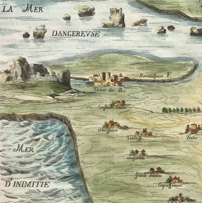 La carte de Tendre, attribuée à François Chauveau, 1654
