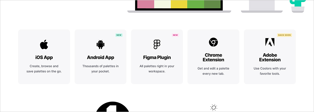 les plugins du logiciel en ligne Coolors