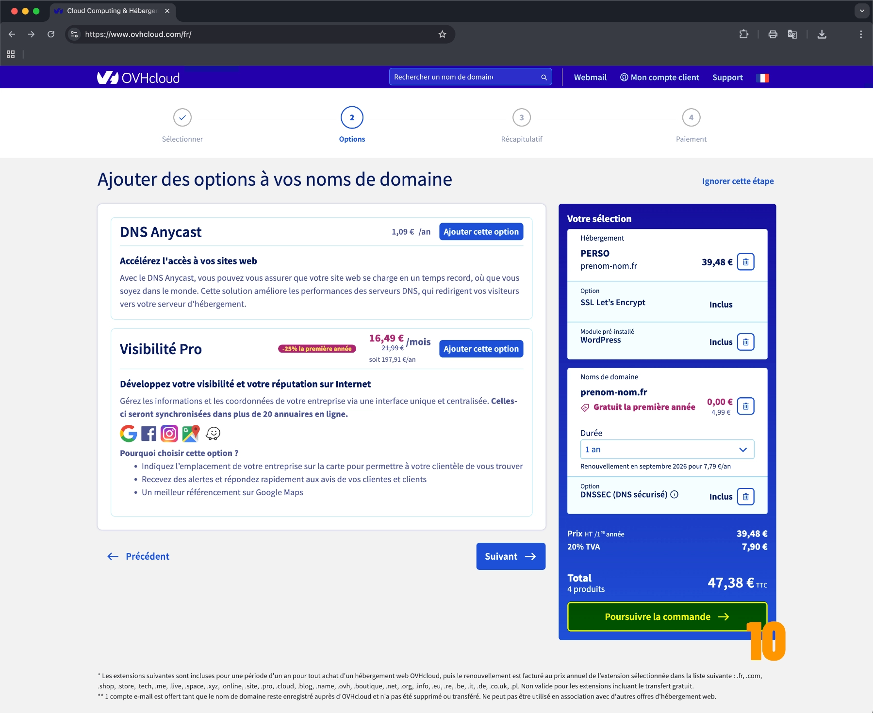 inscription chez ovh : étape #5