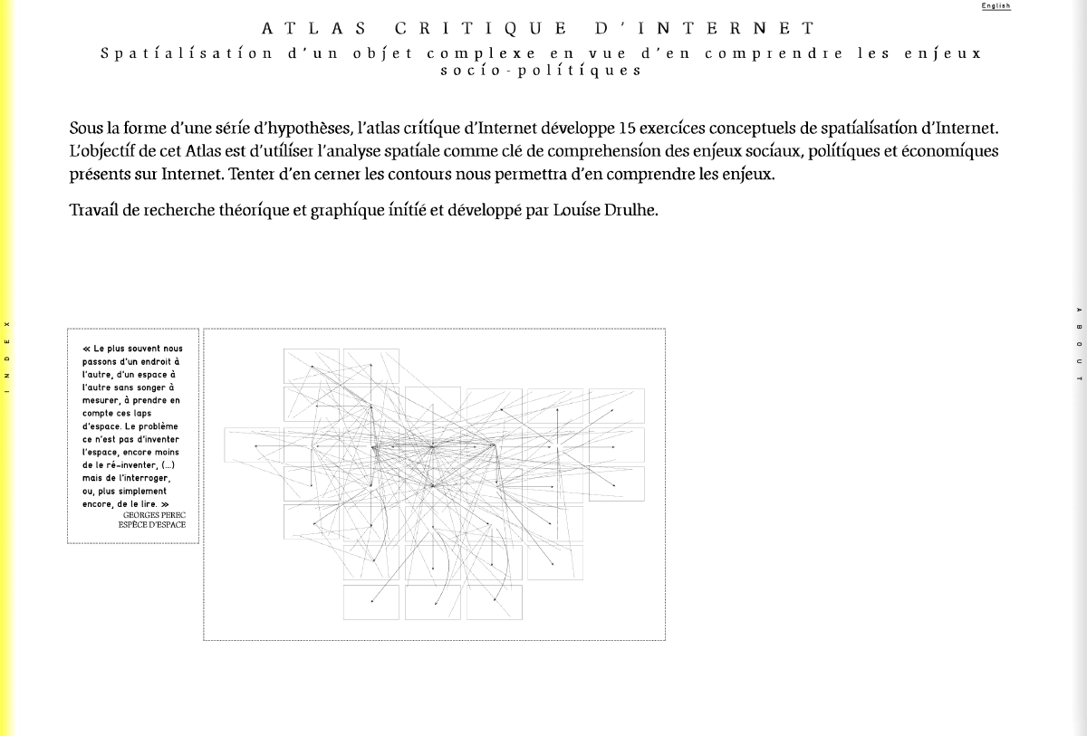 page d'accueil du site : atlas critique d'internet, par louise druhle. 2015
