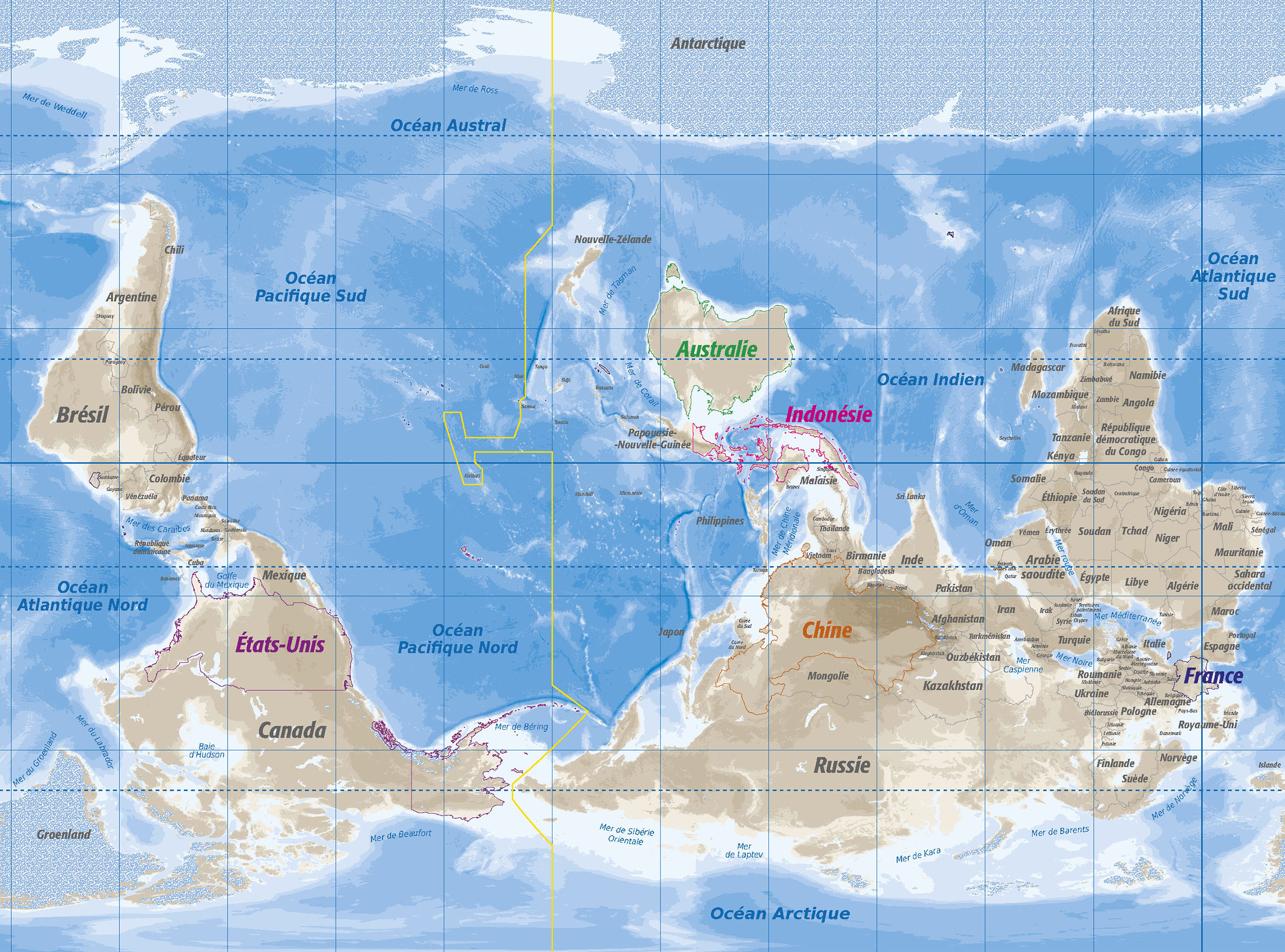 le monde avec l'australie en son centre